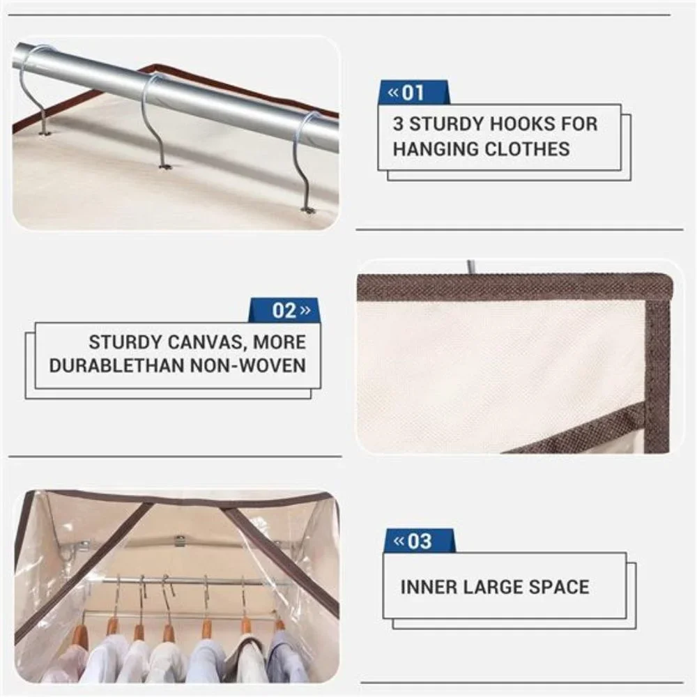 2-Pack Hanging Garment Bag, Long Garment Cover for Closet, Clear Garment Bags